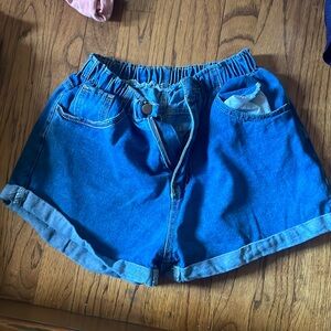 elastic waist jean shorts